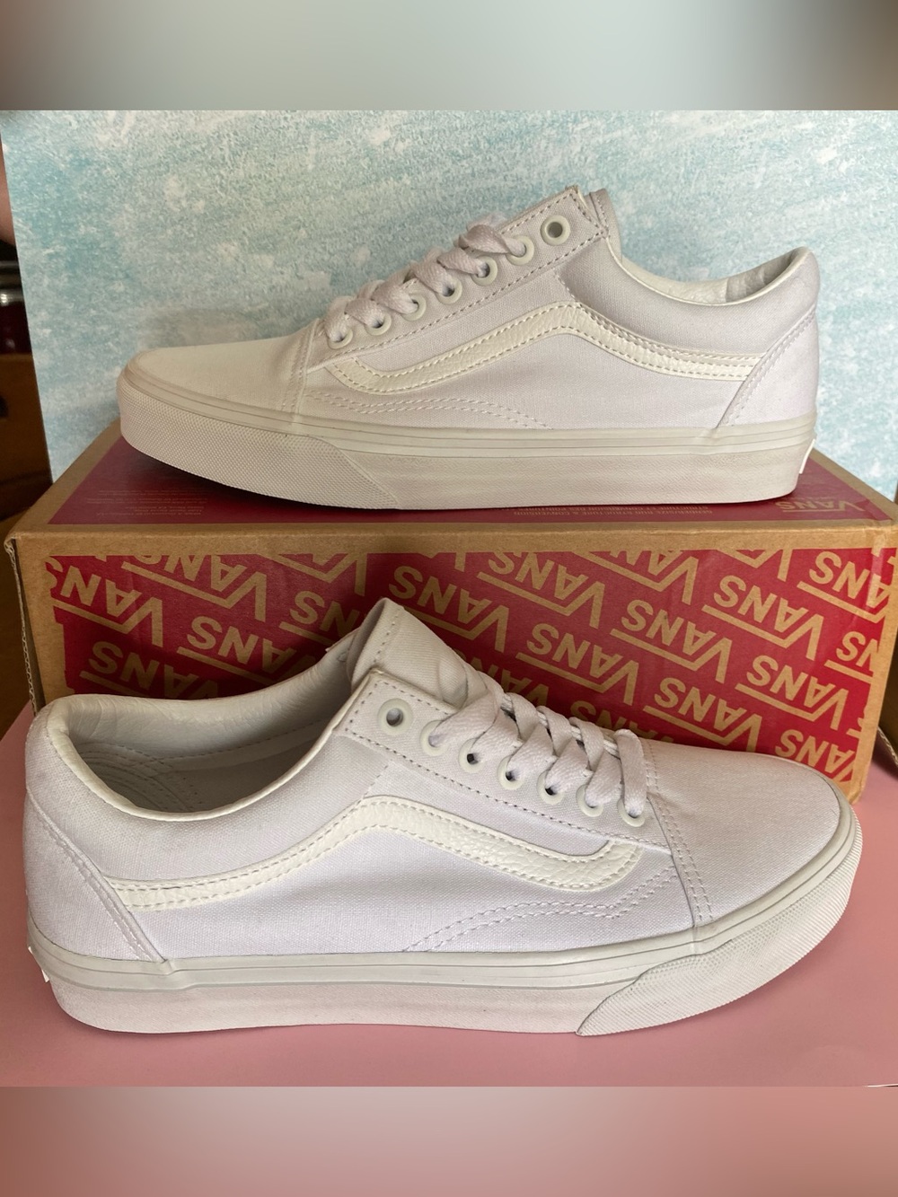 NEW Vans Old Skool True white blank canvas